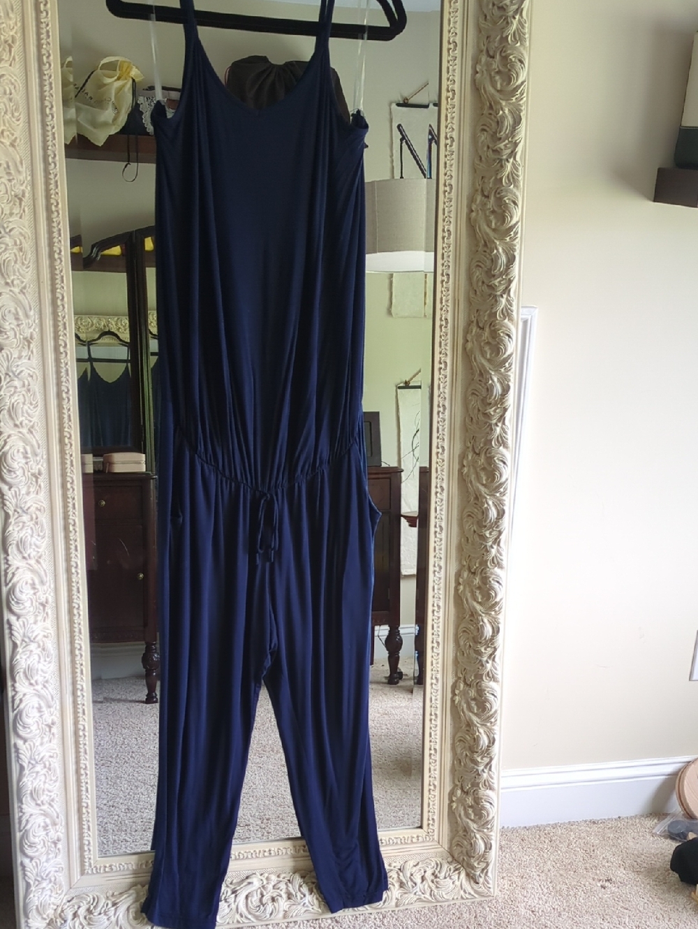 Pinkblush Navy Blue Sleeveless Drawstring Jumpsuit